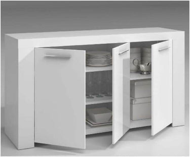 Curro Arctic White Three-Door Sideboard: Modern Elegance for Dining & Living Areas - UK Luxury Furniture